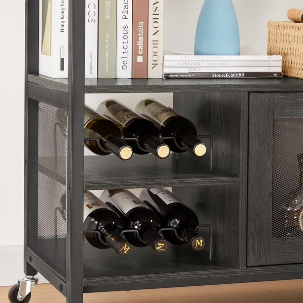 54.3''W X 15.7''D X 40.6''H Bar Cabinet, Console Table with Shelves and Wheel