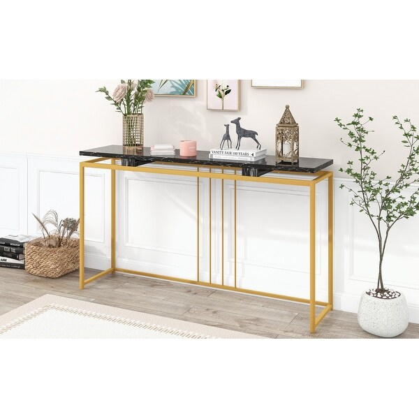 Console Table, Extra Long Entryway Table with Metal Frame