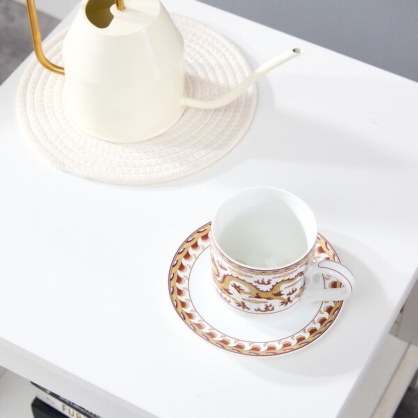 Side table , 2-tier Small Space End Table with Storage Shelf
