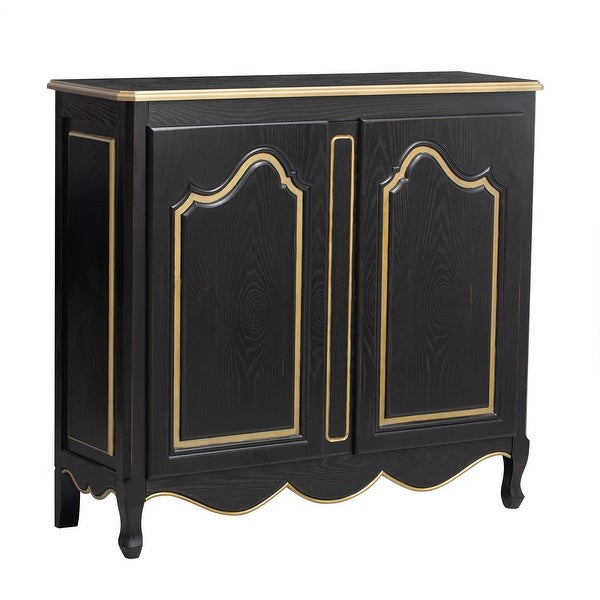 Accent Storage Cabinet with 2 Doors,Pure Hand Drawn,Solid Wood Legs