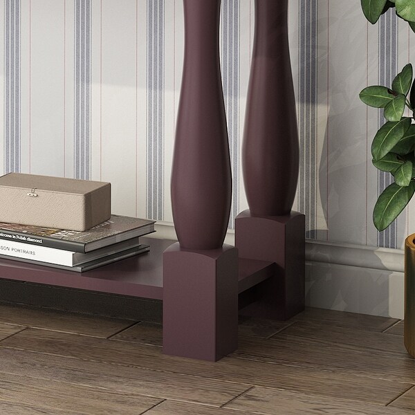 Sofa Table with Storage Drawers and Bottom Shelf, Wood Console Table