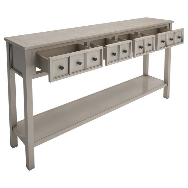 Rustic Elegant Console Table with 2 Different Size Drawers and Bottom Shelf for Storage, 60