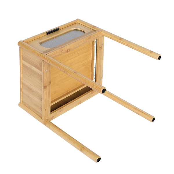 Grondin Mid-Century Modern 1 Drawer End Table Sofa Side Table with Solid Bamboo Frame, Acrylic Drawer Front and Soft Feet Pads