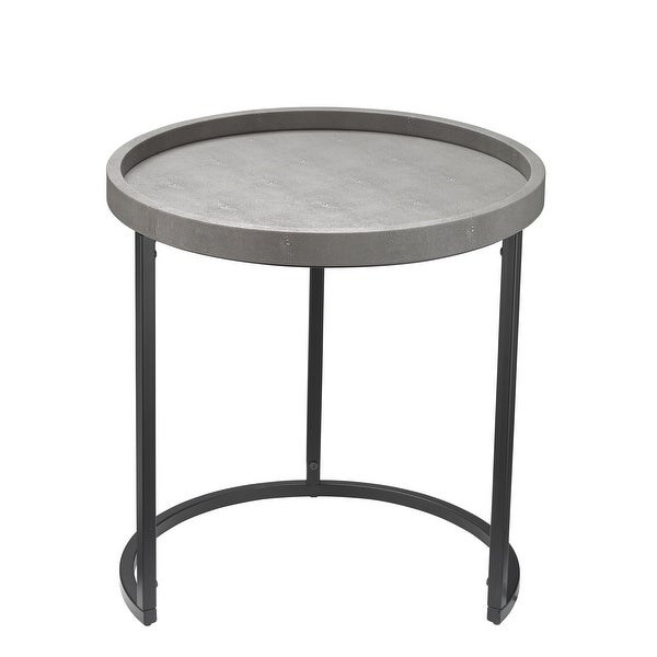 Side Table with Faux Shagreen Accent, Set of 3, Gray