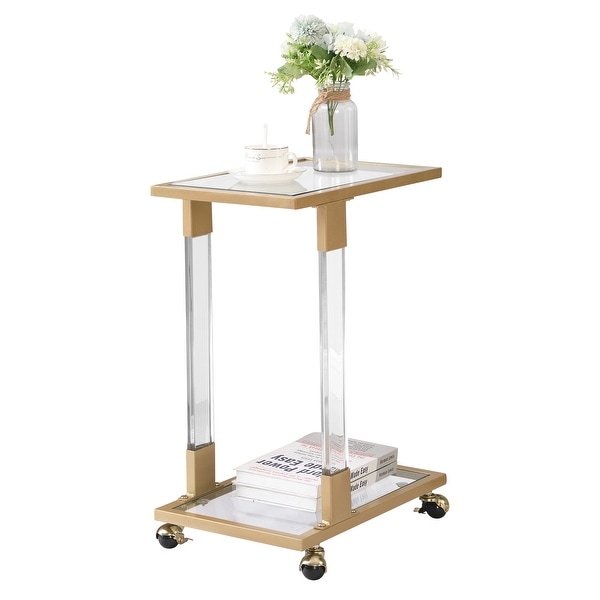 Sofa Table,Glass Top C Shape Square Table