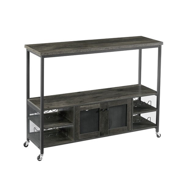 54.3''W X 15.7''D X 40.6''H Bar Cabinet, Console Table with Shelves and Wheel
