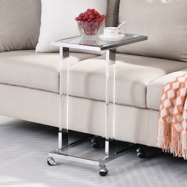Sofa Table,Glass Top C Shape Square Table