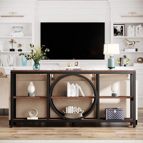 Sofa Console Table, 3 Tiers Industrial Narrow Long Sofa Table
