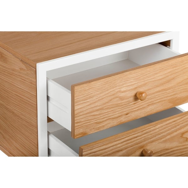 Universal Expert Abacus 2 Drawer Side Table, Modern Oak and White