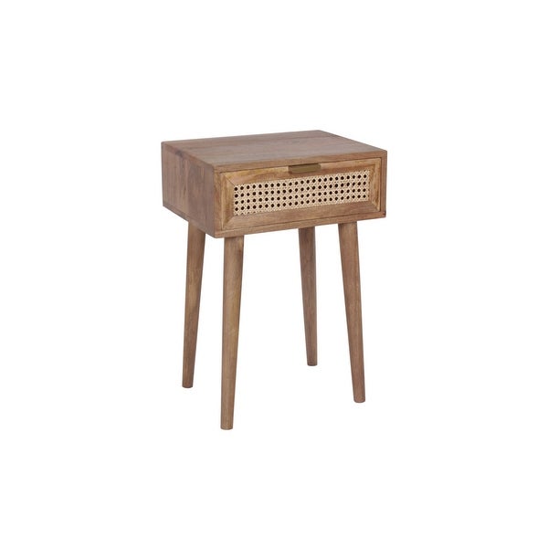 Sedona Mid-Century Modern 1-Drawer Acacia Side Table, Light Brown