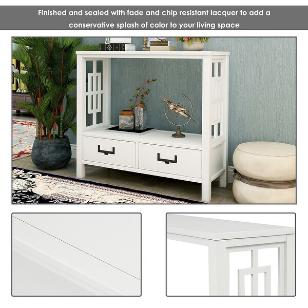 Wood Console Table With 2 Bottom Drawers,Narrow Entrance Table