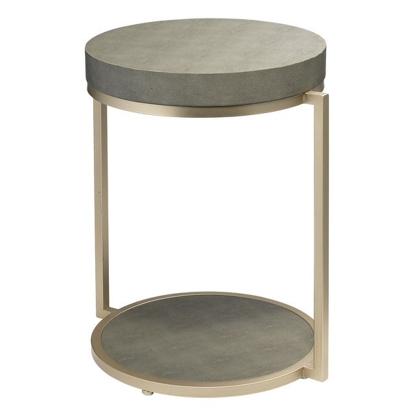 Alden Décor Cleo Faux Shagreen Round Side Table, Grey
