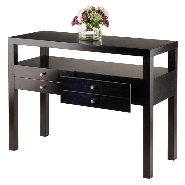 Wood Copenhagen Console Table, 2-Drawers, Espresso Finish