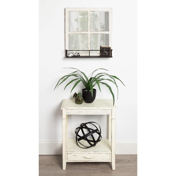 Kate and Laurel Idabelle Wood Side Table with Drawer, White