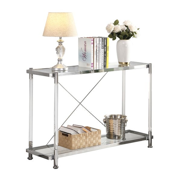 Modern Acrylic Glass Console Table with Storage Shelf Plant Side Table for Hallway, Foyer, Living Room
