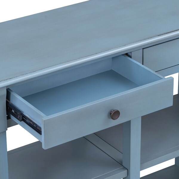 Console Table with Ample Storage, Open Shelves and Drawers