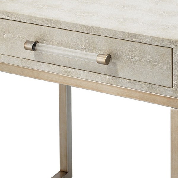 Side Table with One Drawer and Metal Base, White