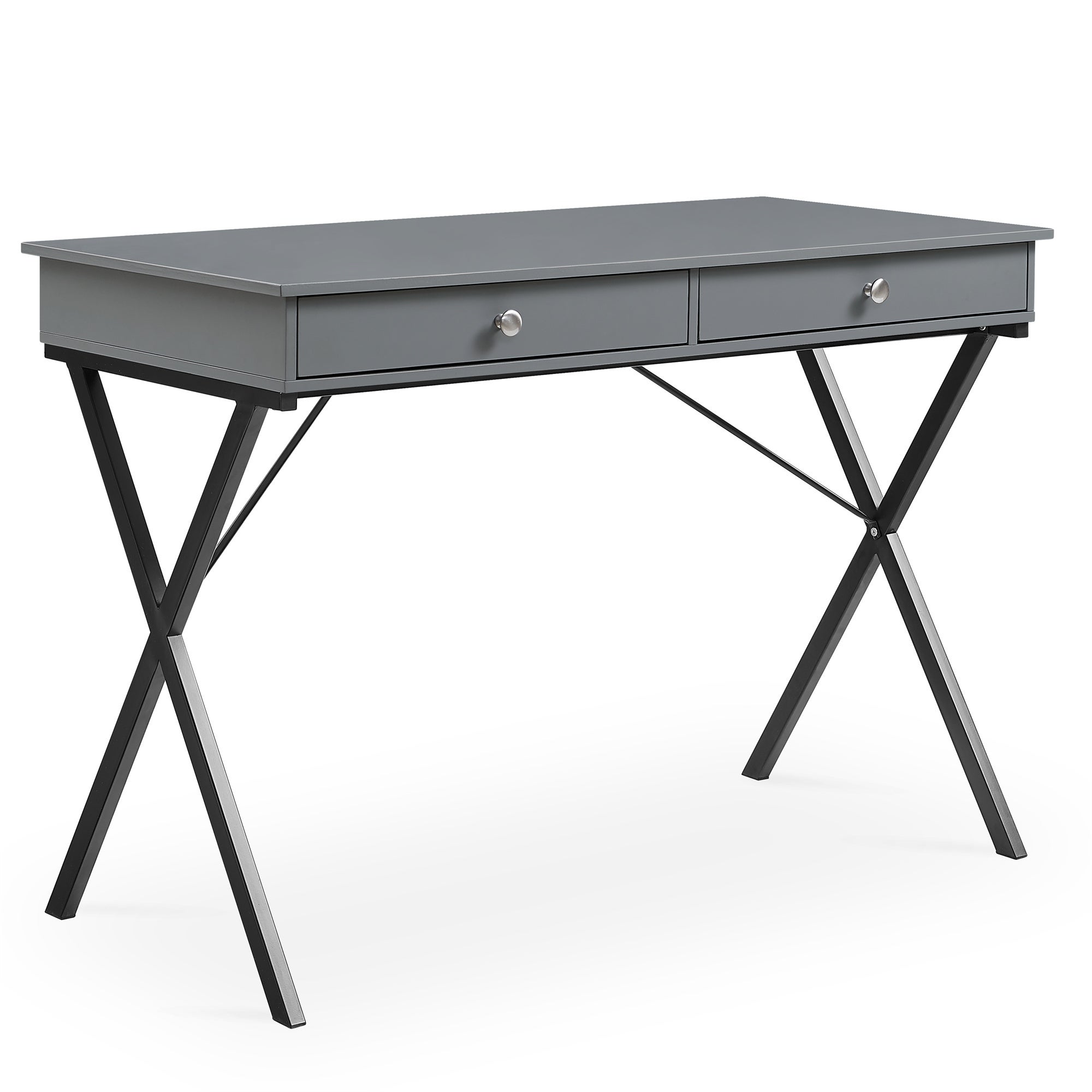 2 Drawers Writing Desk with Stoving Varnish Steel Frame, MDF Table Top