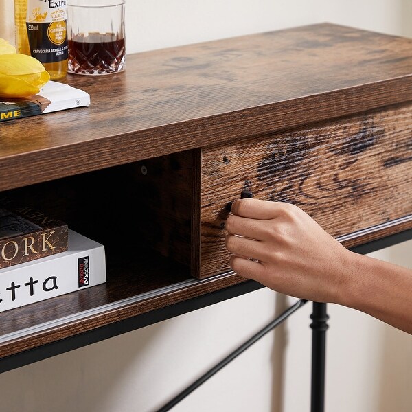 VECELO, Taomika Industrial Rustic Entryway/Console Sofa Table