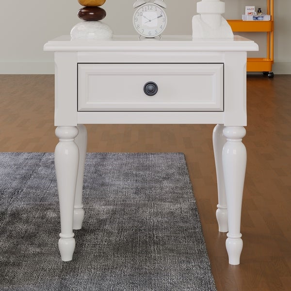 Wood 1 Drawer Nightstand for Nursery, Kid's Room, Bedroom, White