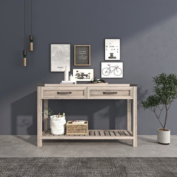 47 Inch Wide Console Table With Drawers And Shelf For Living Room, Entrance