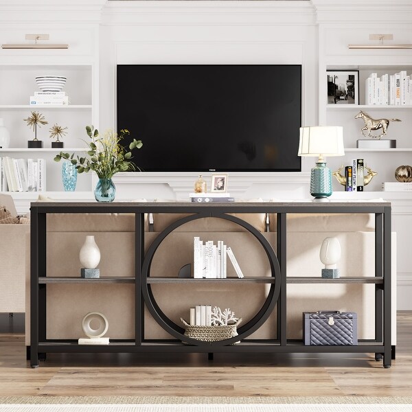 Sofa Console Table, 3 Tiers Industrial Narrow Long Sofa Table
