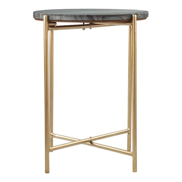 David Side Table Gray and Gold - 17.7