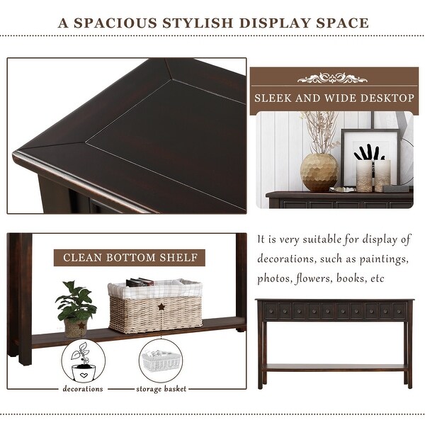 Rustic Entryway Rectangle Console Table, 60