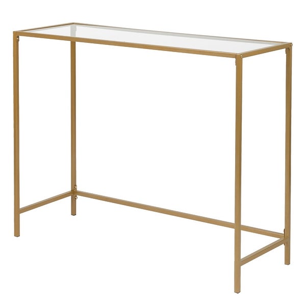 Modern Console Sofa Table, Tempered Glass Entryway Table for Hallway