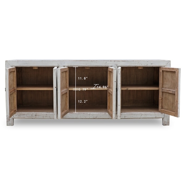 Artissance Tropea 6 Doors Sideboard, Distressed White 86.6x17.7x35.4H