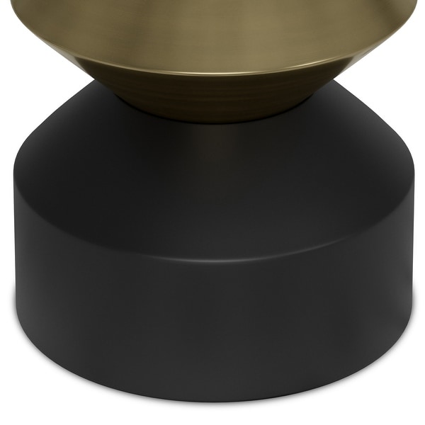 WYNDENHALL Clover Modern 14 inch Wide Metal Side Table in Black/Brass, Fully Assembled - 14