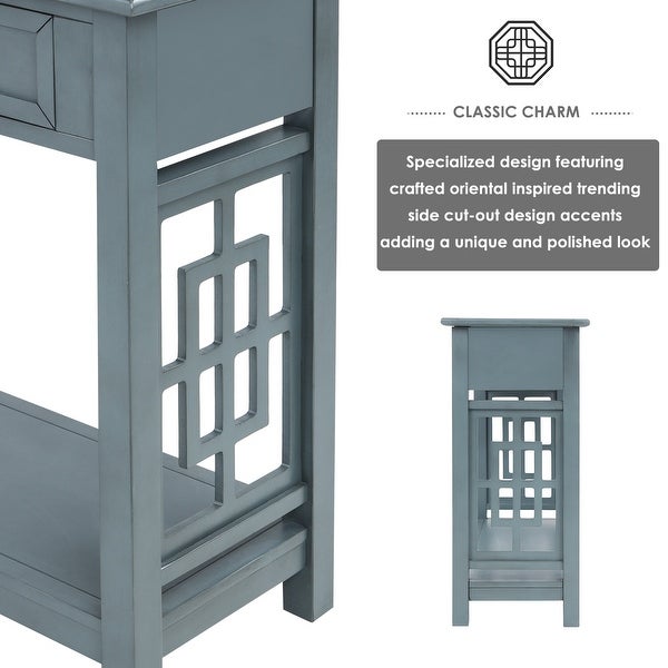 Console Table with 2 Drawers and Bottom Shelf, Entryway Accent Sofa Table