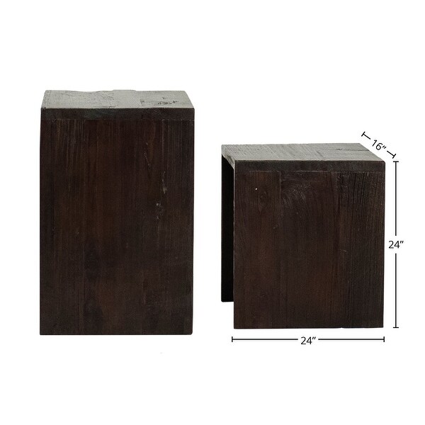 Evie Set of 2 Nesting Side Tables, Medium Brown