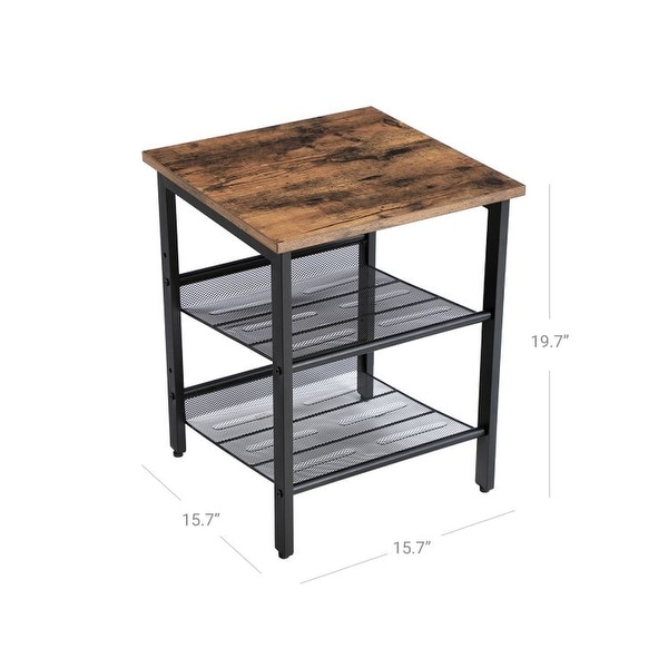VASAGLE Industrial Nightstand, Set of 2 Side Tables, End Table with Adjustable Mesh Shelves - 15.75