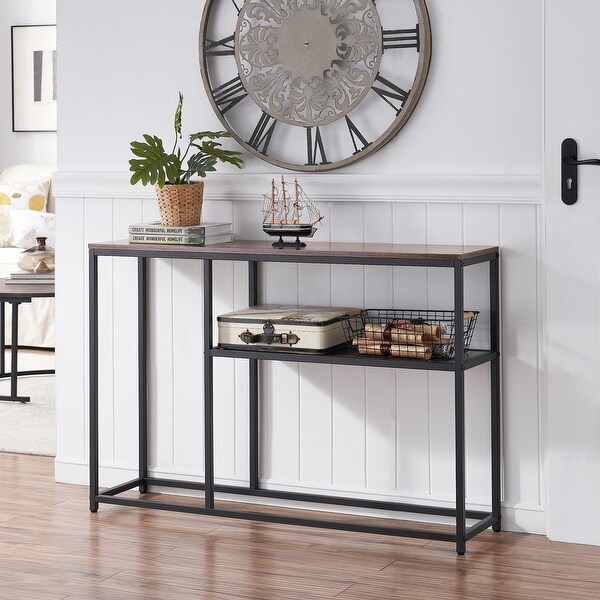 Mcombo Narrow Console Table, Sofa Table Small TV Entryway Table with Storage Shelf, Buffet Table for Hallway Living Room