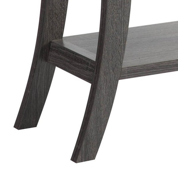 34 Inch Console Table with Drawer and Shelf, Curved Legs, Distressed Gray