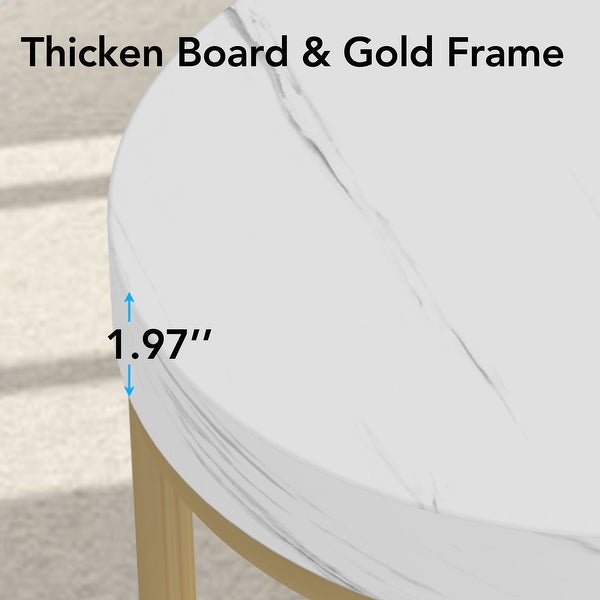 Round Side Table End Table for Living Room Bedroom, Thick Sturdy - 9.69 x 9.84 x 23.62 inches