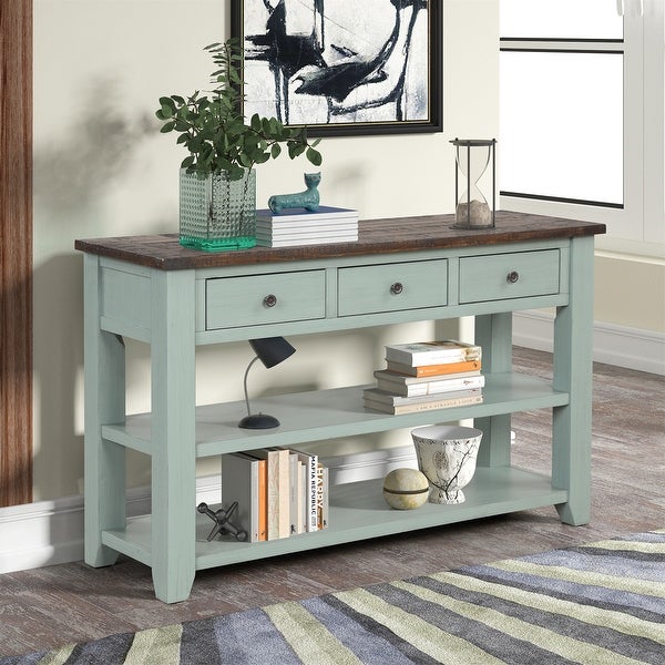 Side Table Console Table, Sofa Side Table with 3 Drawers and 2 Shelves