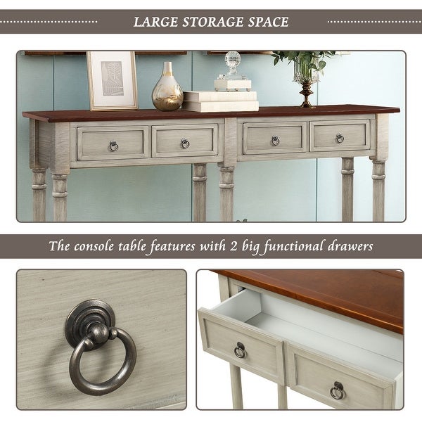 Console Table Sofa Table with Storage Console Tables for Entryway with Drawers and Shelf Rectangular Living Room Table - 58