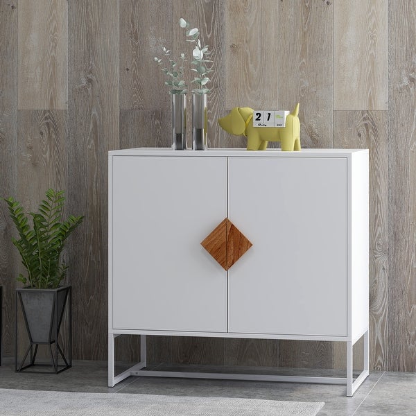 White Modern Sideboard,Kitchen Storage Cabinet with Metal Legs