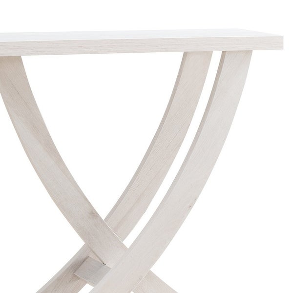 34 Inch Modern Console Sofa Side Table, Artisan Curved Legs, Wood White Oak