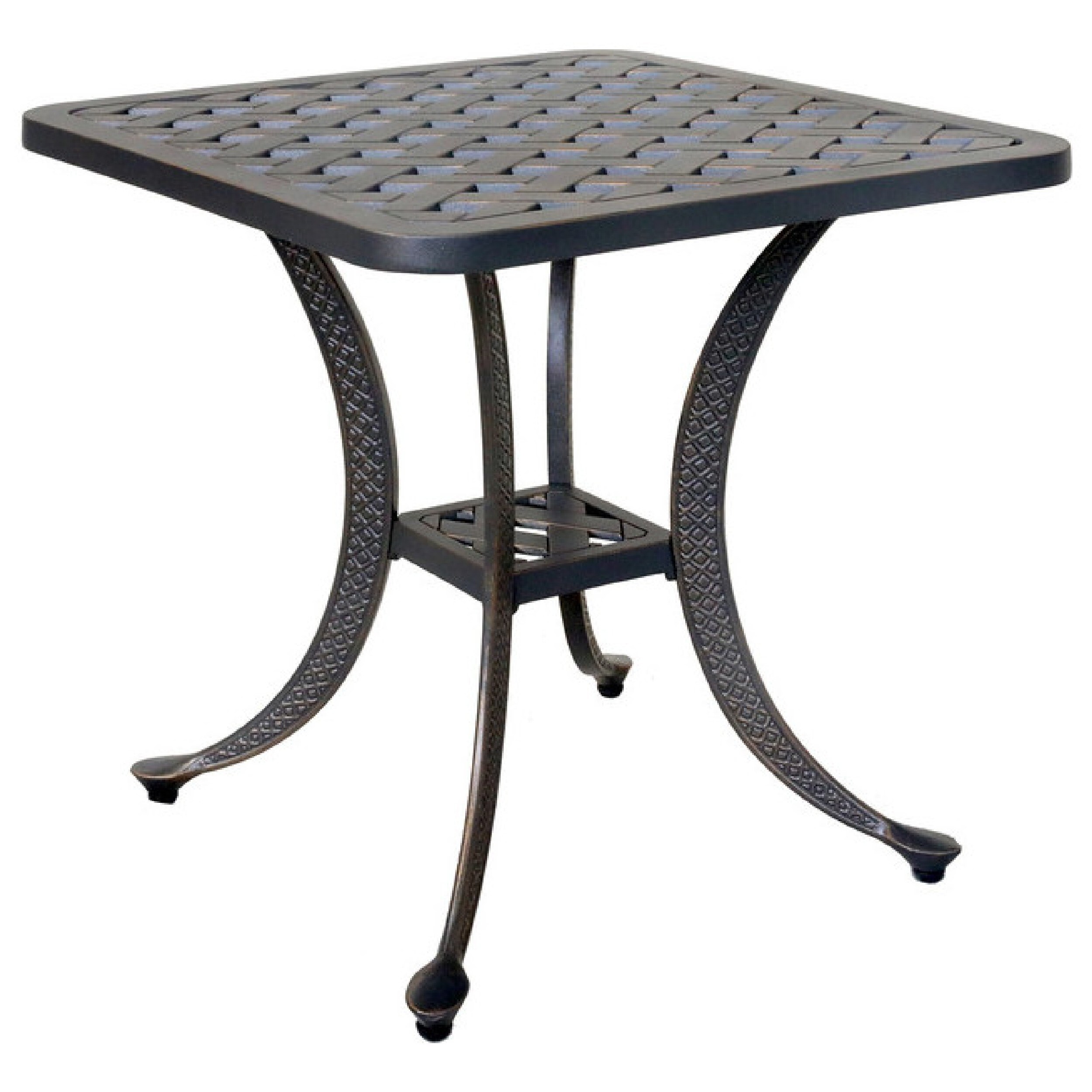 21 Inch Outdoor Patio Square Metal End Table, Bronze