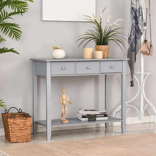 HOMCOM Console Table Industrial Desk with Drawer Bottom Shelf and Large Tabletop for Pictures, Great for the Entryway