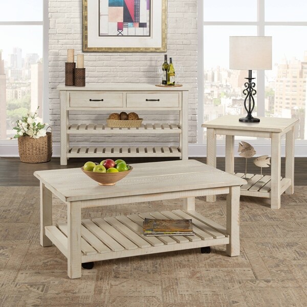 Barn Door Collection Sofa Table, Antique White