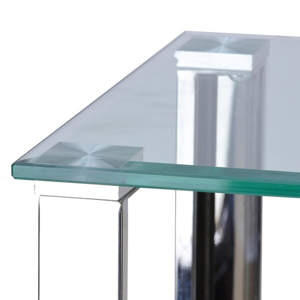 Cortesi Home Melissa Double Shelf Glass Console Table, 43