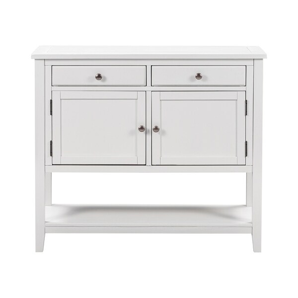 39'' Modern Console Table Sofa Table for Living Room with 2 Drawers, 2 Cabinets and 1 Shelf