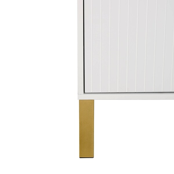 Modern sideboard with Four Doors, Metal handles and Legs and Adjustable Shelves Kitchen Cabinet
