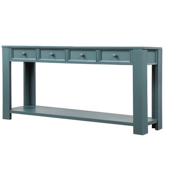 Rustic Console Table with 2 Storage Drawers and Exquisite Retro Knob, Sofa Table with Bottom Storage Shelf