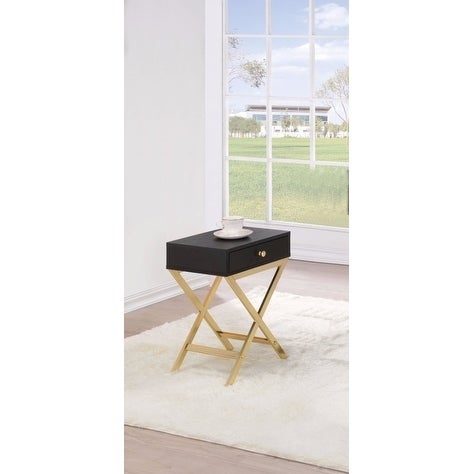 Stylish Side Table, Black and Gold