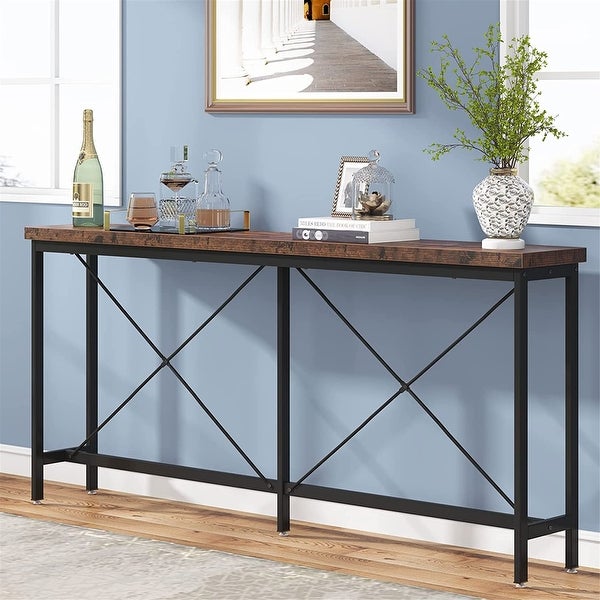 71Inches Extra Long Sofa Console Table, Industrial Narrow Entryway Table